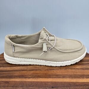 Hey Dude Wendy Shoes Womens 10 Beige Tan Grey Slip On Casual Comfort Loafers